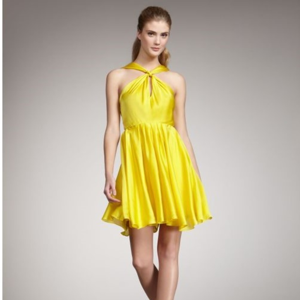 Halston Silk Satin Knot-Front Dress